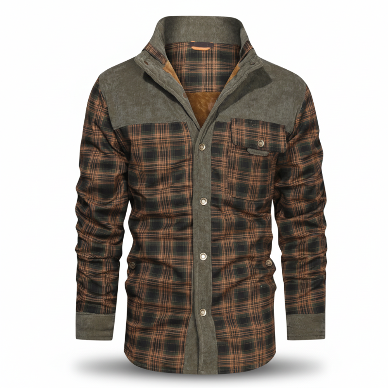 HACKNEY Sherpa-Lined Overshirt in army green