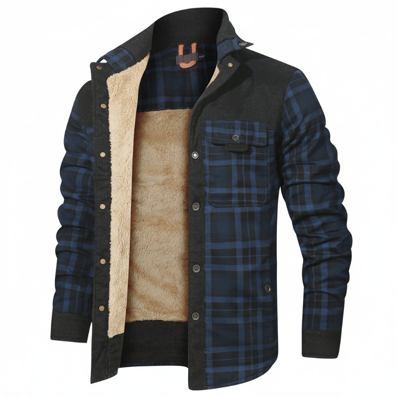 HACKNEY Sherpa-Lined Overshirt in blue, alternate view