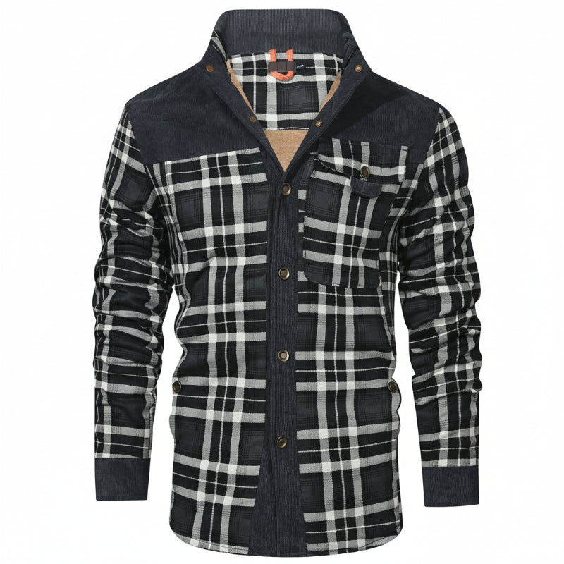 HACKNEY Sherpa-Lined Overshirt in charcoal