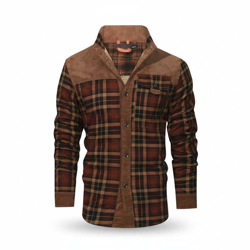 HACKNEY Sherpa-Lined Overshirt in burgundy