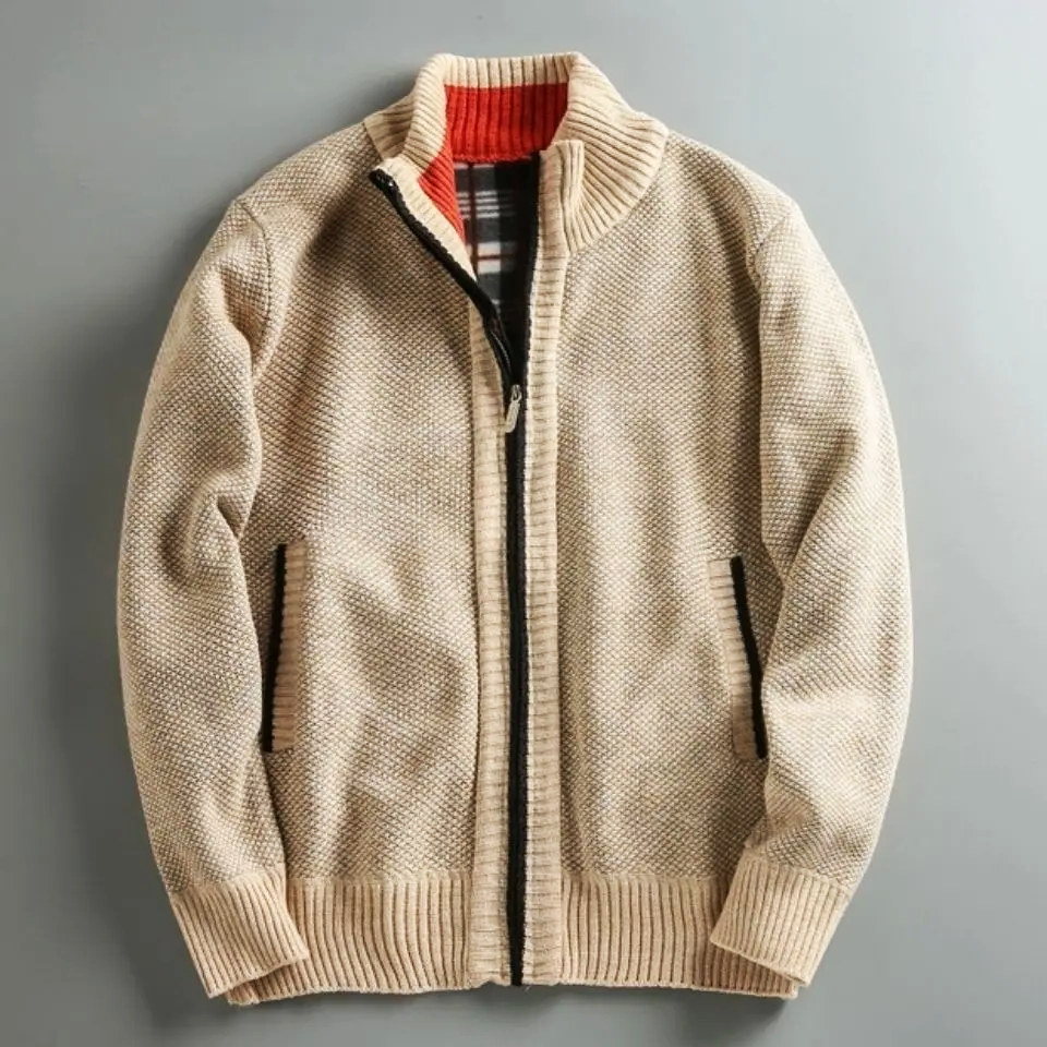 Sterling Row MARYLEBONE Knit Zip Jacket in beige