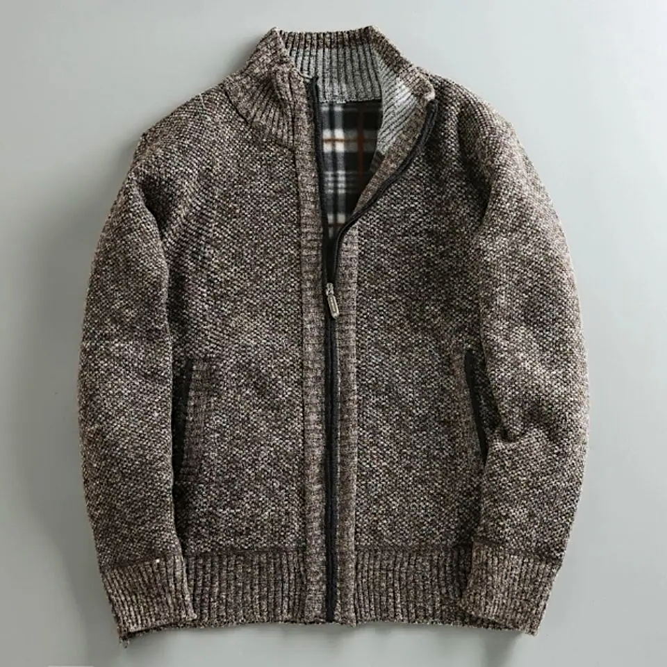 MARYLEBONE Knit Zip Jacket in brown