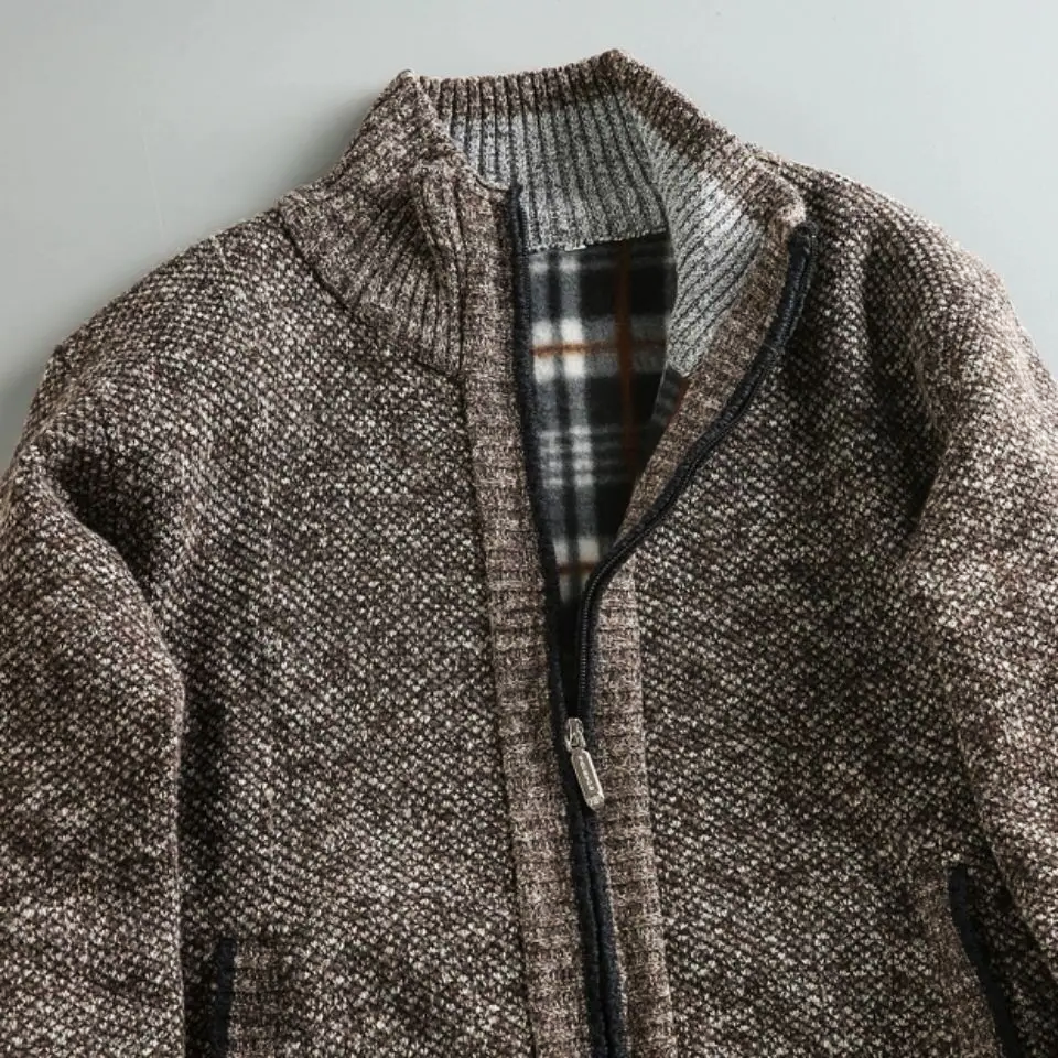 MARYLEBONE Knit Zip Jacket in brown, close-up detail