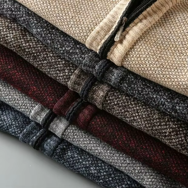 MARYLEBONE Knit Zip Jacket in brown, close-up detail