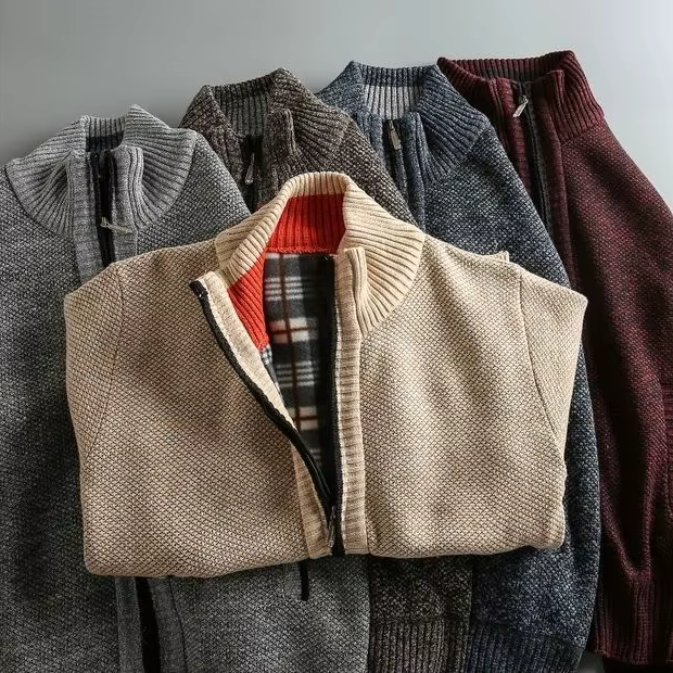 MARYLEBONE Knit Zip Jacket in brown, close-up detail