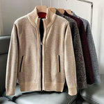MARYLEBONE Knit Zip Jacket in brown, close-up detail