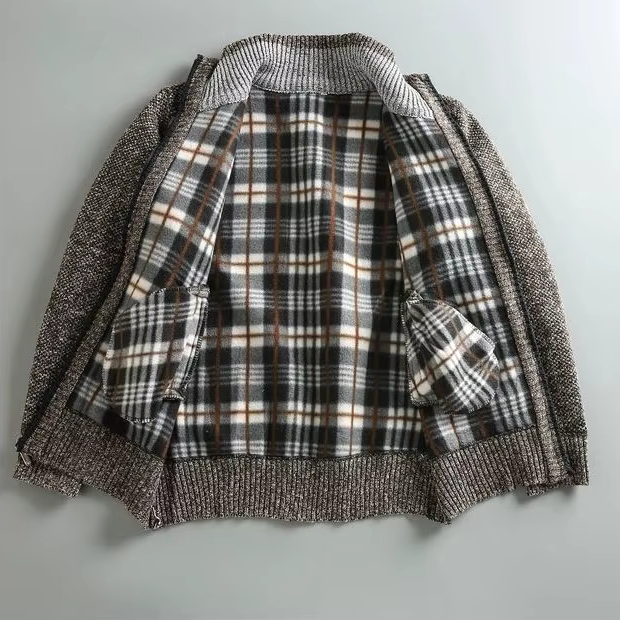 MARYLEBONE Knit Zip Jacket in brown, close-up detail
