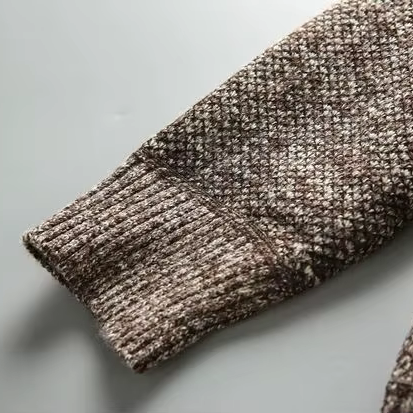 MARYLEBONE Knit Zip Jacket in brown, close-up detail