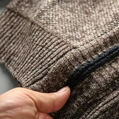 MARYLEBONE Knit Zip Jacket in brown, close-up detail