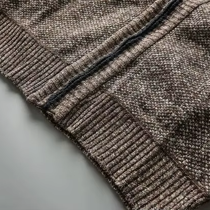 MARYLEBONE Knit Zip Jacket in brown, close-up detail