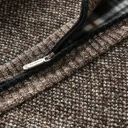 MARYLEBONE Knit Zip Jacket in brown, close-up detail