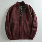 MARYLEBONE Knit Zip Jacket in burgundy