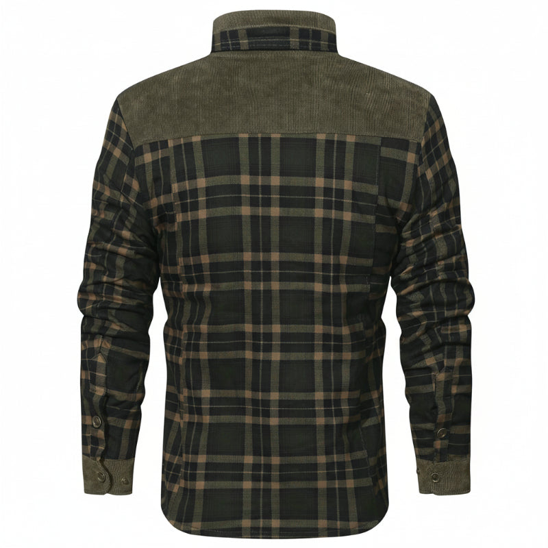 HACKNEY Sherpa-Lined Overshirt in army green, alternate view