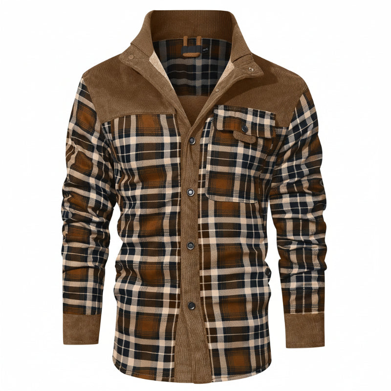 HACKNEY Sherpa-Lined Overshirt in brown