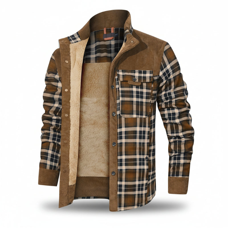 HACKNEY Sherpa-Lined Overshirt in brown, alternate view