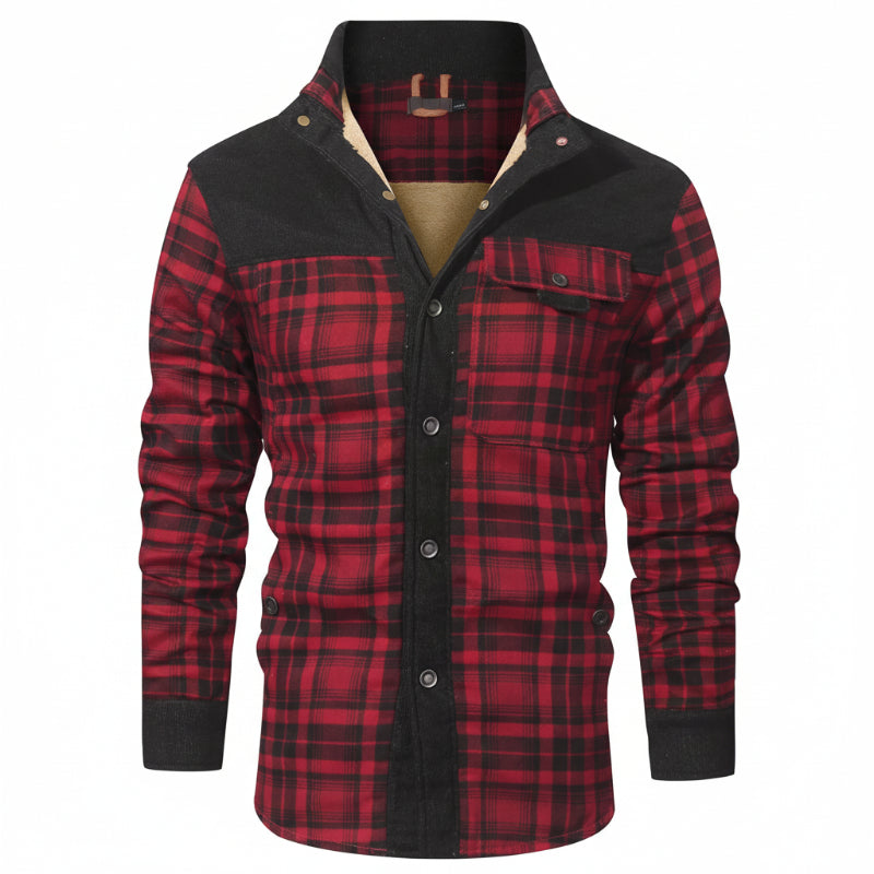 HACKNEY Sherpa-Lined Overshirt in red