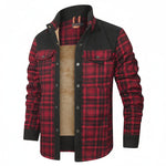 HACKNEY Sherpa-Lined Overshirt in red, alternate view