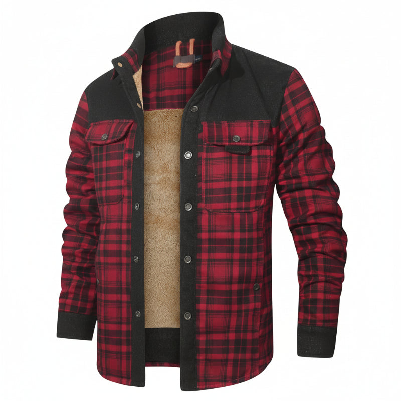 HACKNEY Sherpa-Lined Overshirt in red, alternate view