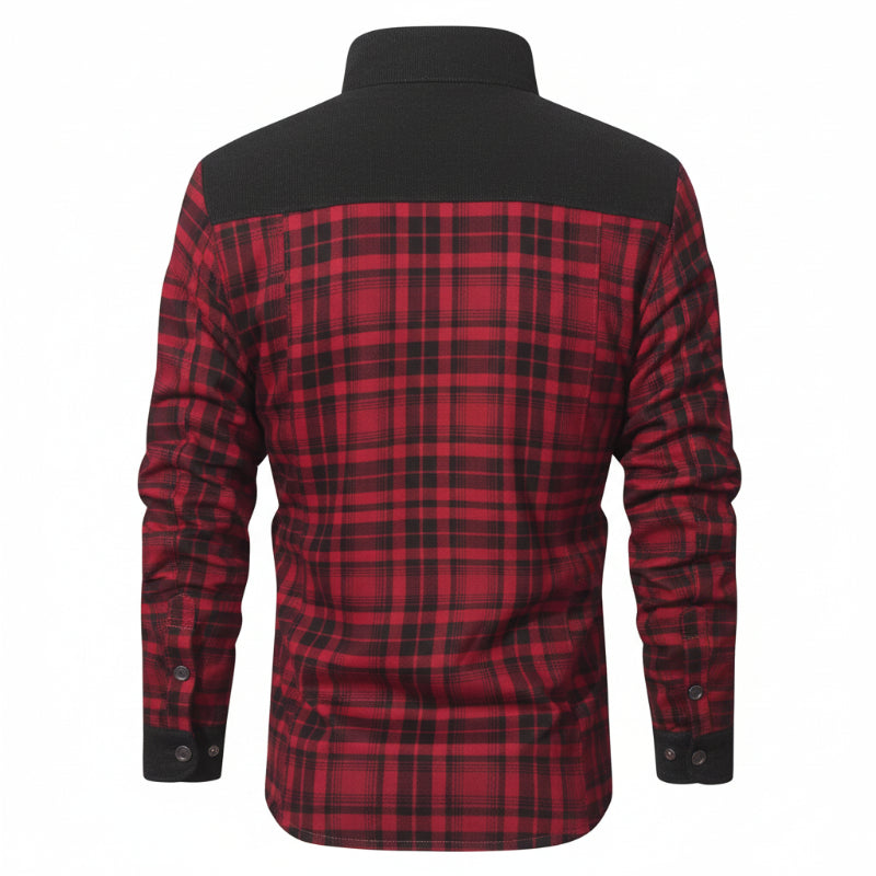 HACKNEY Sherpa-Lined Overshirt in red, alternate view