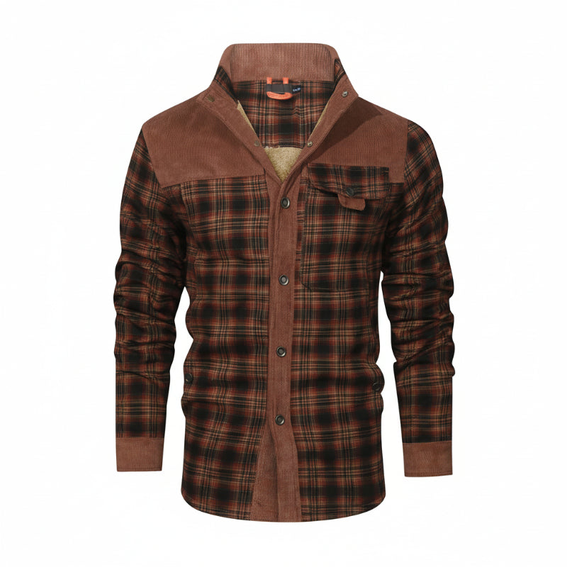 HACKNEY Sherpa-Lined Overshirt in burgundy, alternate view