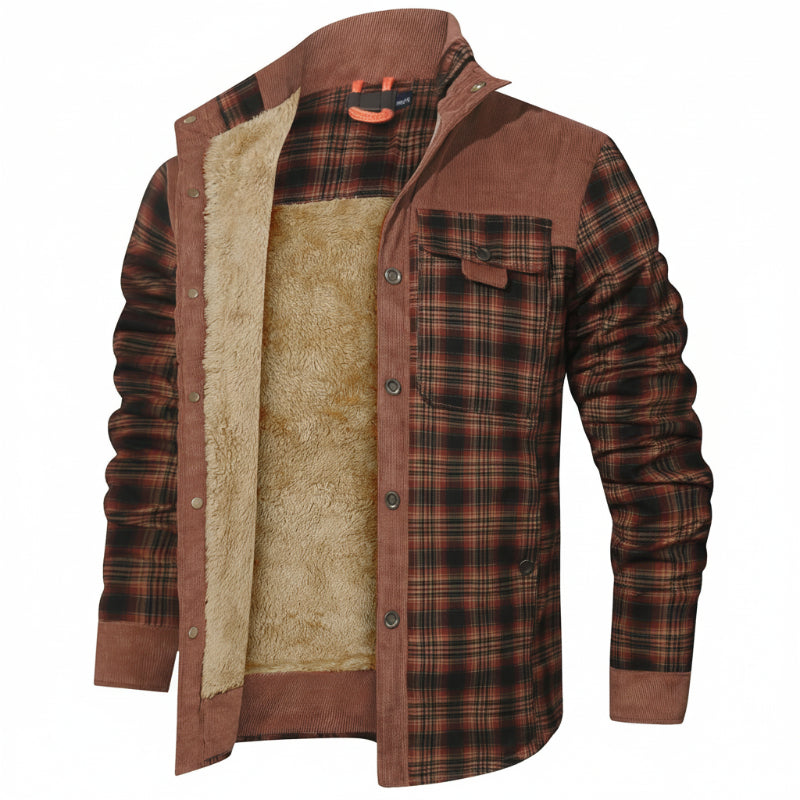 HACKNEY Sherpa-Lined Overshirt in burgundy, alternate view