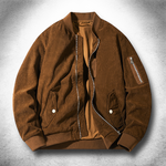 Sterling Row SOHO Velvet-Touch Bomber in umber brown