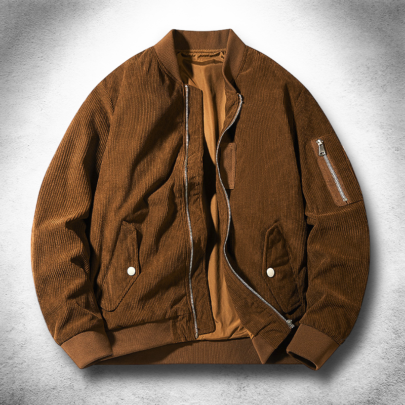 Sterling Row SOHO Velvet-Touch Bomber in umber brown