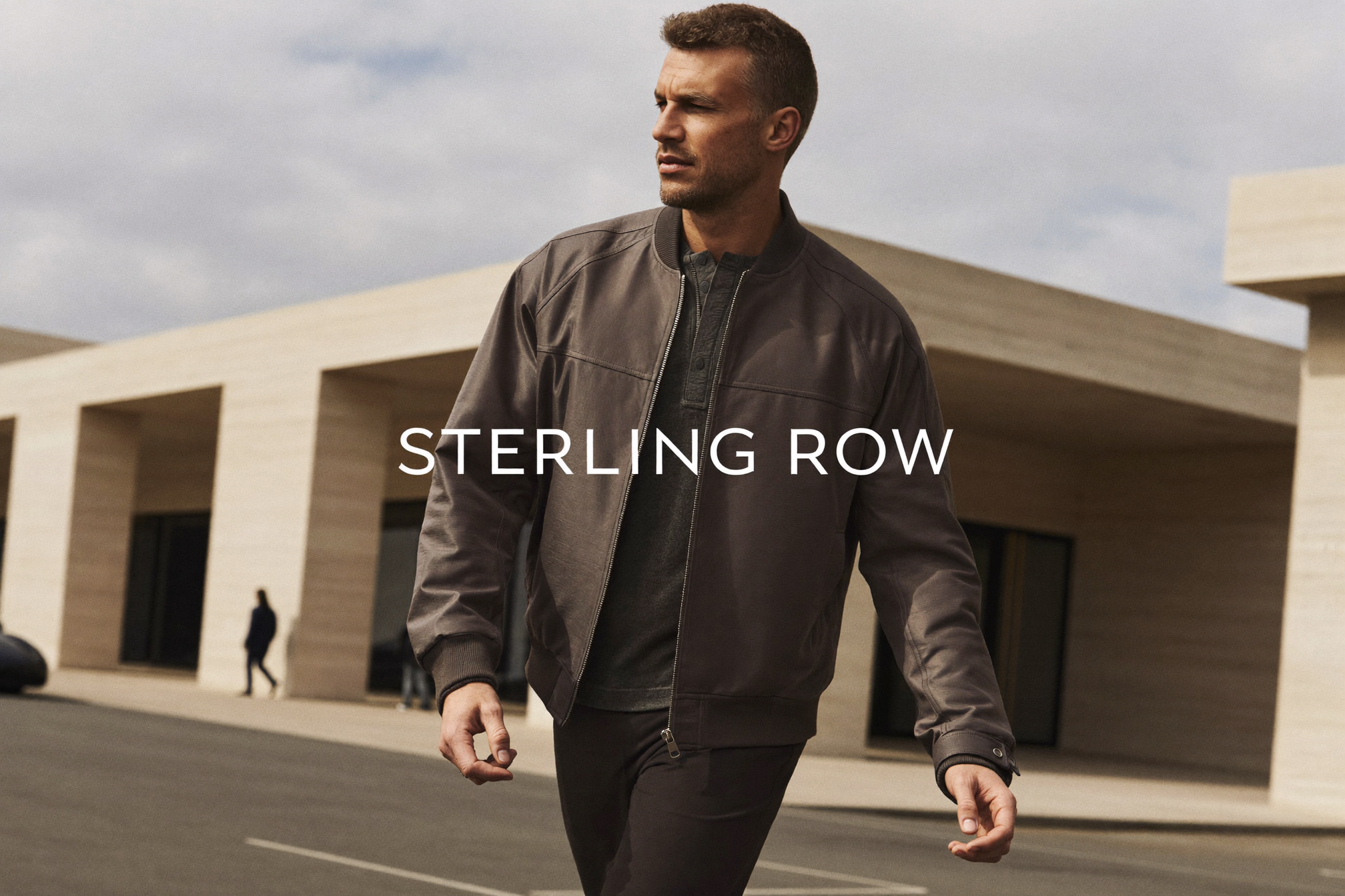 Sterling Row - walking through contemporary London architecture in tailored casual menswear